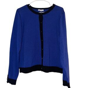 89th &‎ Madison Women's XL Blue Cardigan Sweater V-Neck Long Sleeve
